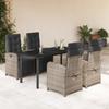 Vidaxl 5-Cz. Gartenmöbel-Set mit Kissen, Grau, PE-Rattan
