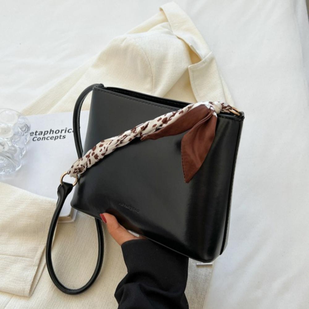 PU Leather Small Square Bag Korean Style Single Shoulder Bag Vintage Underarm Bag  Office Worker