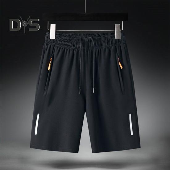 Pantaloni scurți pentru bărbați, cu talie elastică, cu talie mijlocie, cu șnur ajustabil, cu design ergonomic, pantaloni scurți casual din mătase de gheață, de culoare solidă