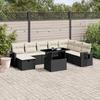 VidaXL Garden Lounge Set 9 Pcs with Black Wicker Cushions, Outdoor Sofa Set, Garden Furniture, Set 3275026