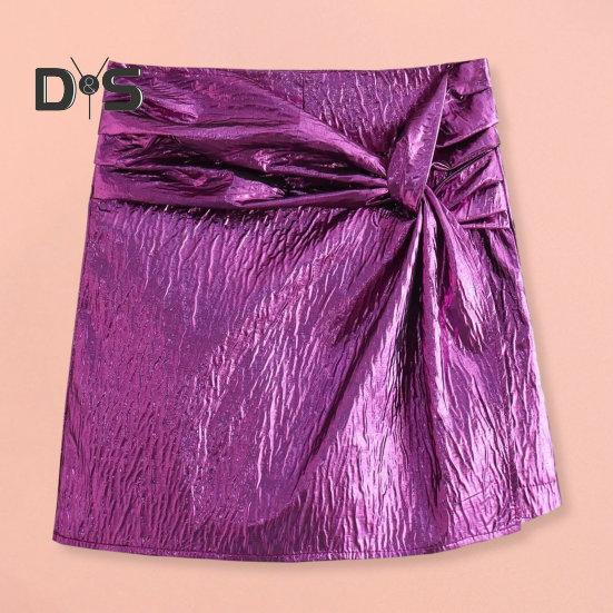 

Женские осенне-зимние мини-шорты с высокой талией и узлом, плиссированные шорты, юбка, однотонные элегантные женские короткие брюки, уличная одежда XS серебряный