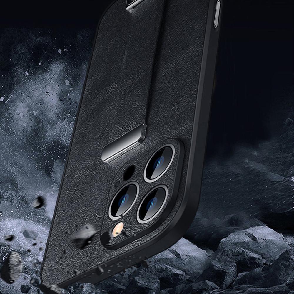 SULADA Moteserie for iPhone 16 Pro Max Deksel Armbånd Støtte Lær Bakside Telefondeksel