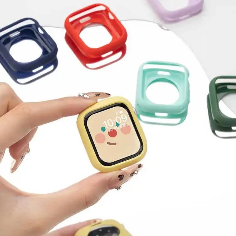 Candy Soft Silicone Case for Apple Watch Cover 10 9 8 7 6 Protection for Iwatch Series 46mm 42mm 45mm 44mm 40mm 41mm Cute Bumper 7