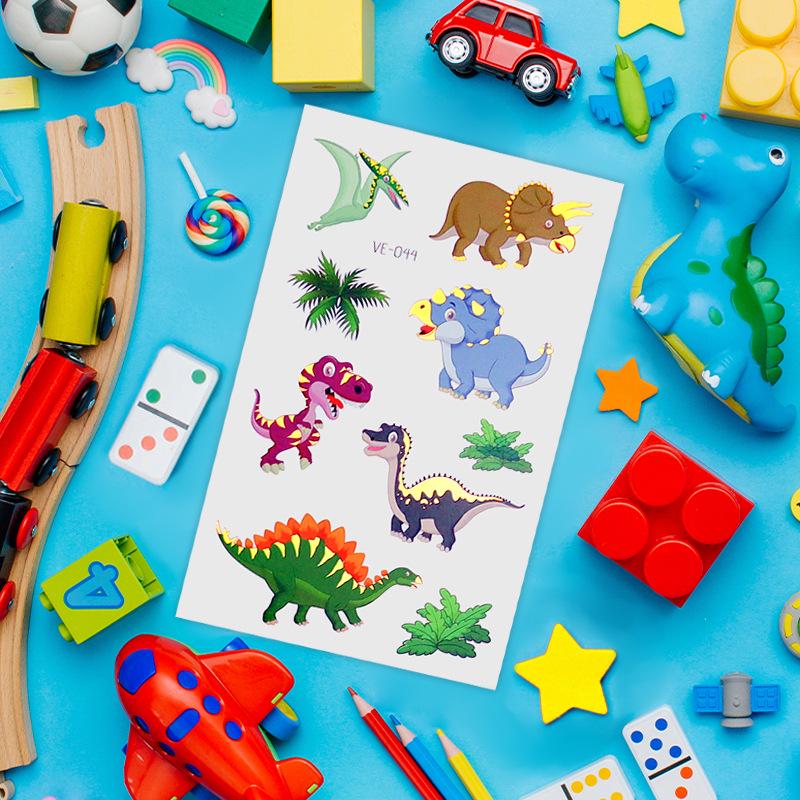 Metallic Cartoon Dinosaur Tattoo Stickers for Men and Women - Face and Arm Designs