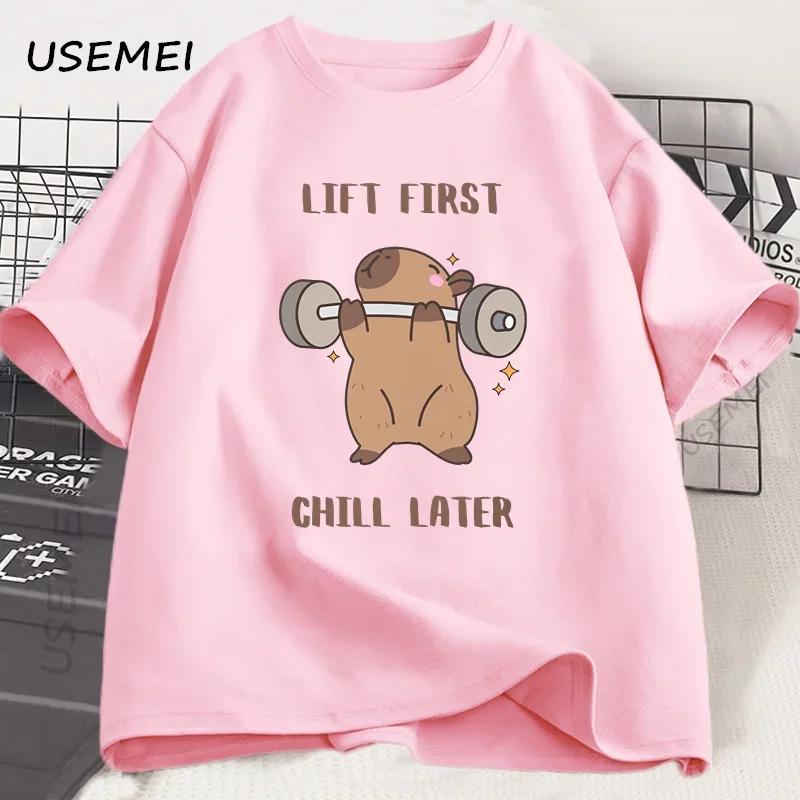 Capybara Gym TShirt Unisex Unisex Sports Weightlifting Tee Workout Fitness T Shirt Top Unisex Softstyle Loose Cotton Tshirt Clothes