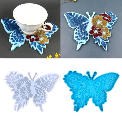 Stampi in resina per sottobicchieri Contenitore per farfalle Stampo in silicone Tazze Tappetini Fai da te Stampo in resina epossidica Sottobicchiere Scatola portaoggetti Artigianato Maki