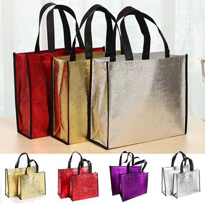 Fashion Laser Shopping Bag Foldable Eco Grocery Bag Large Reusable Storage Gift Bag Tote Waterproof Fabric Non-woven Handbag MIT