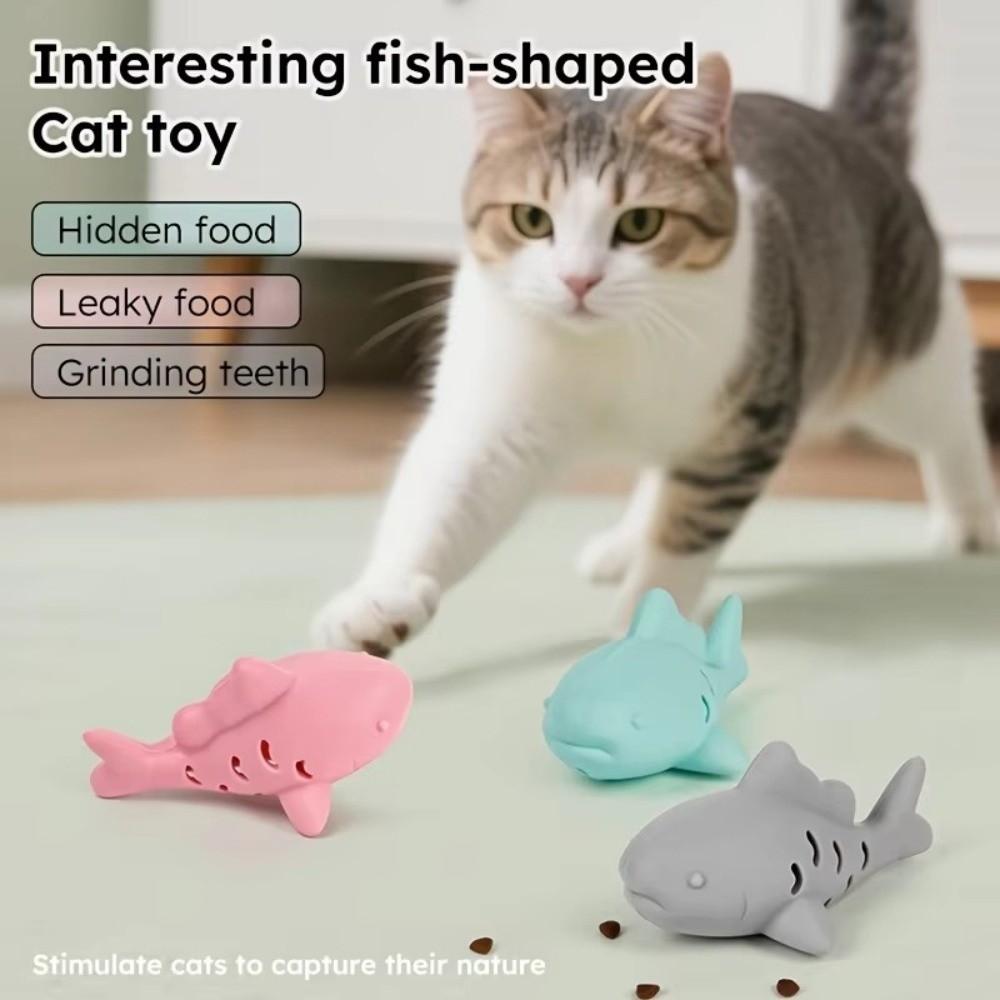 Food Leakage Cat Treat Feeder Fish-Shaped Interactive Cat Toy Cats Slow Feeders  Foraging Game