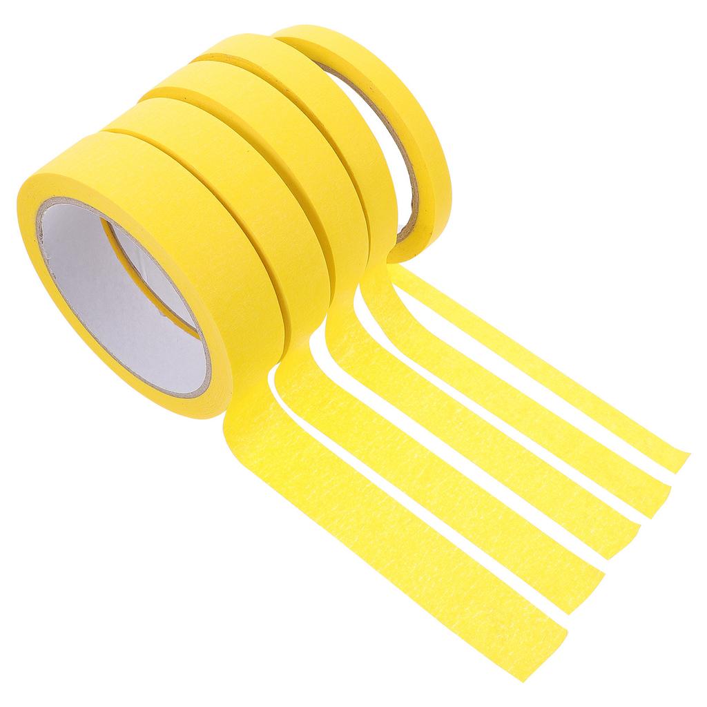 5 Rolls Self-Adhesive Art Paper Masking Tape for Painting Cars Furniture Walls Temperature Resistant No Sticky Residue