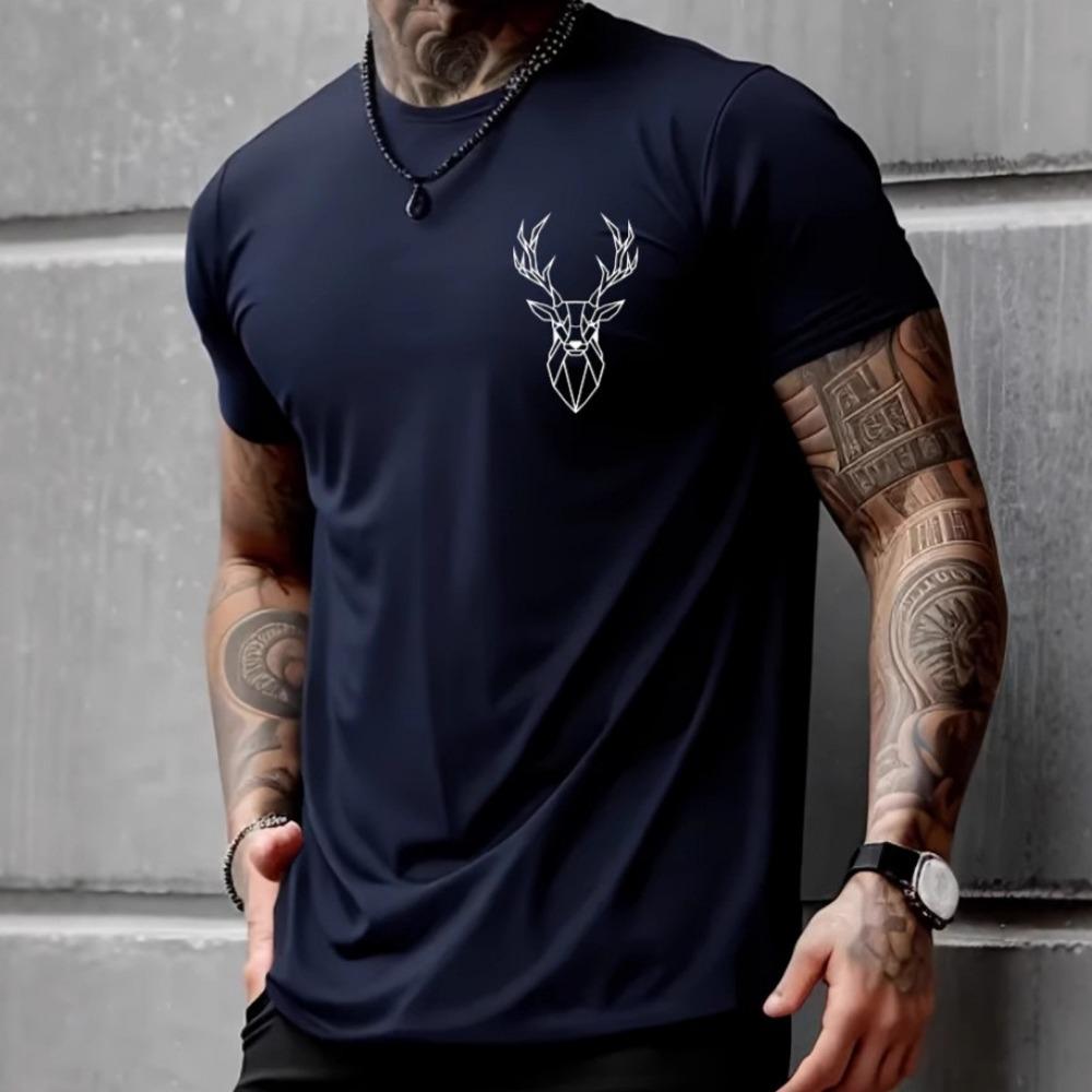 Summer Men's Casual Short Sleeve T-shirt Pattern Print Fashion Loose Comfortable Round Neck Men's Cotton Short Sleeve T-shirt