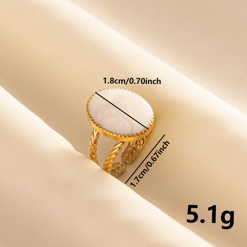 Bohemian Gold Color White Enamel Open Rings Luxury Irregular Stainless Steel Adjustable Finger Ring Women Charm Jewelry Gifts