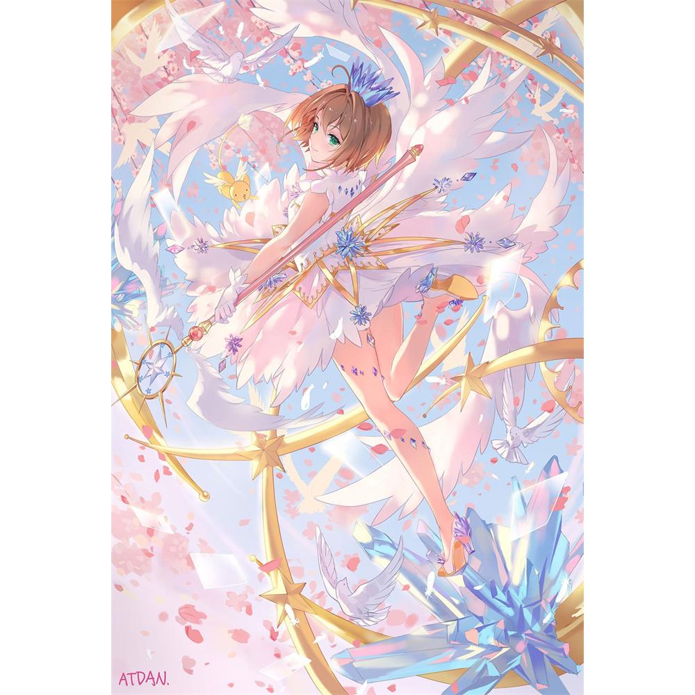 Sakura Card Captor Mosaik 5D DIY Handgefertigte Stickerei Kreuzstich Diamant Malerei Kits Runde_Quadratische Steine Rom Dekor