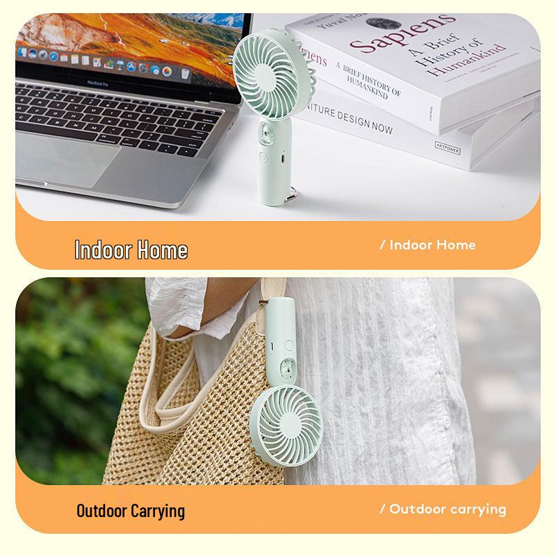 Cartoon USB Rechargeable Mini Handheld Fan - Cute, Strong Wind, Portable Outdoor Use