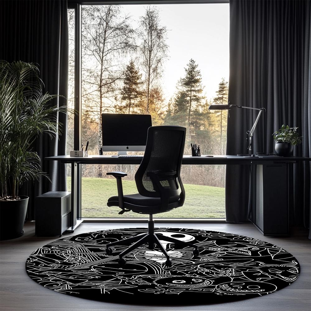 The Nightmare Before Christmas Printed Round Rug Carpet Chair Rug Area Rug Entryway Doormats,for Office Chair Living Room Bedroom Kitchen Room.