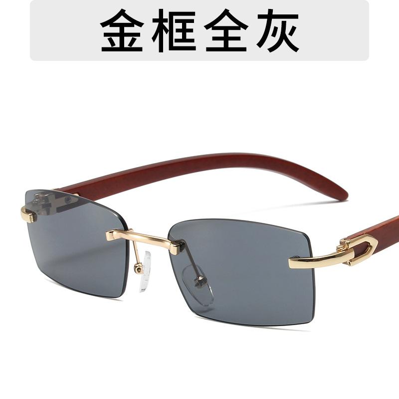 Rimless Rectangle Sunglasses For Women Fashion Vintage Trendy Small Frame Sun Glasses Frameless Eyewear Uv400