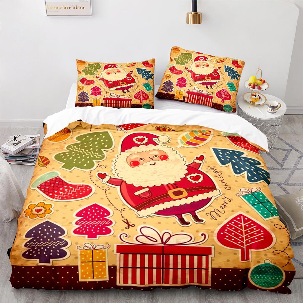 3d Three-piece Set European and American Size Santa Claus Quilt Cover Home Textiles