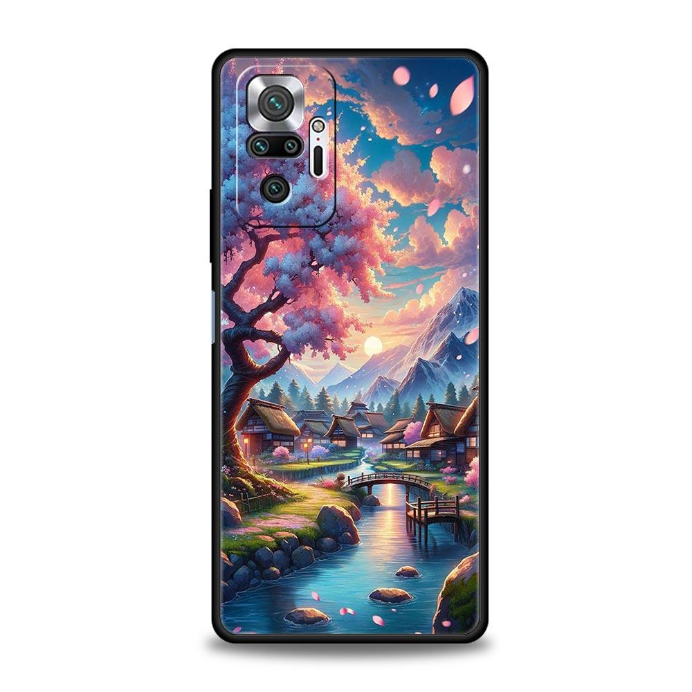Pink Spring Cherry Blossoms Phone Case For Xiaomi Redmi Note 14 13 5G 10 11 12 Pro Plus 4G 14C 13C 12C 10C Black Cover