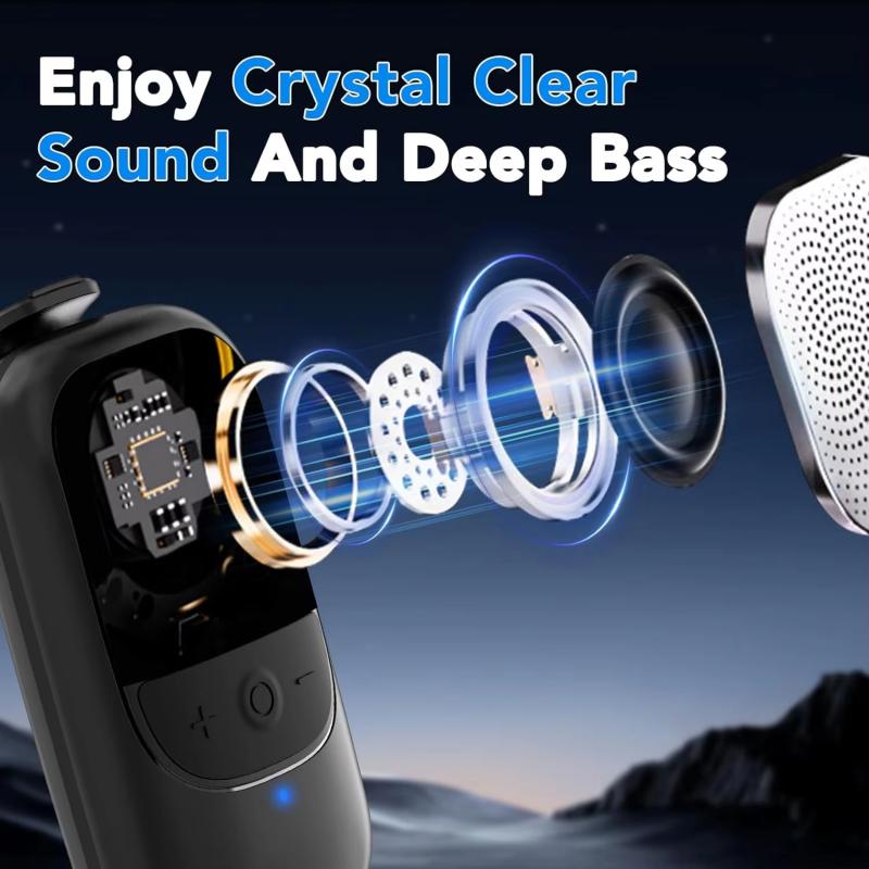 Mini Wearable Bluetooth Speaker Clip-On Wireless Portable Speakers Built-in ENC Mic Hands-free Call For Work Outdoors Sports