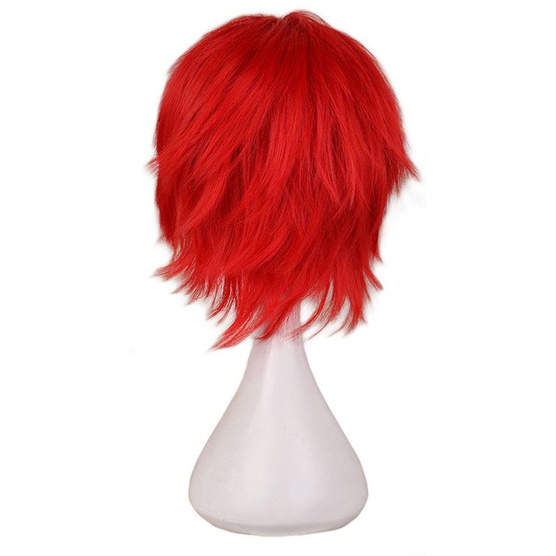 Men Short Dark Red Wig Anime Gaara Cosplay Wig Heat Resistant Synthetic Wigs