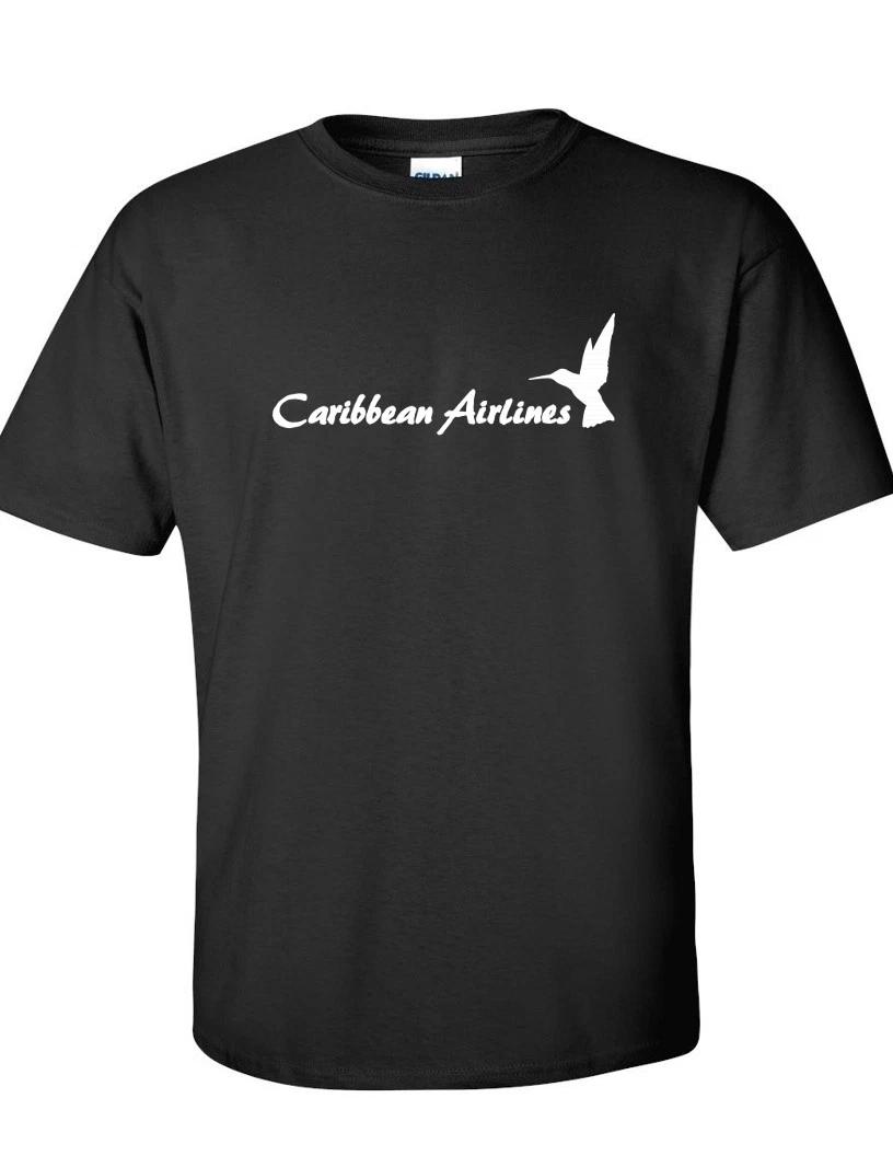 Caribbean Airlines White Logo Aviation Airline Black Cotton T-Shirt 3XL