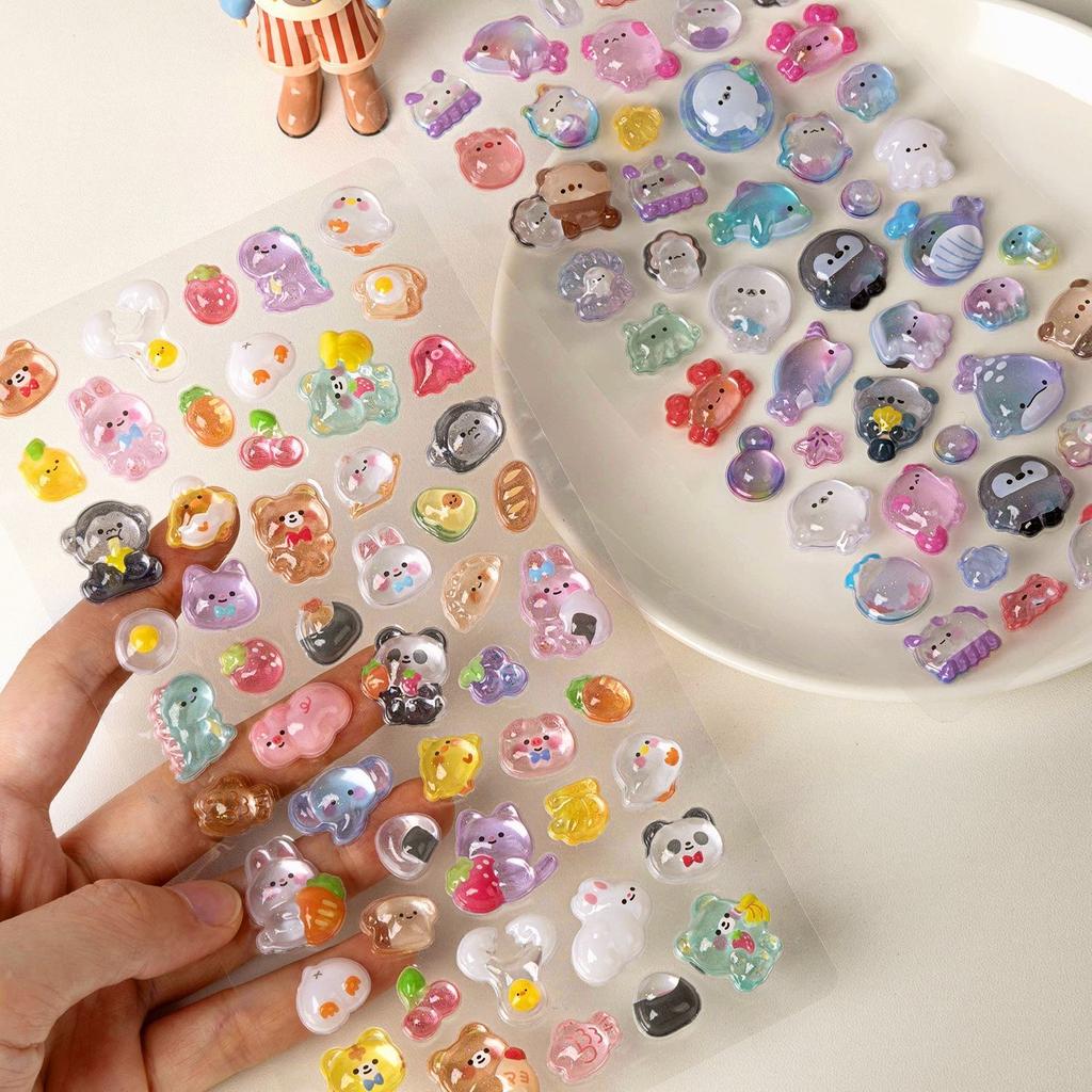 Cartoon Candy Fruit Ice Cream Animal Vegetable 3D Stickers For Scrapbooking Diy Crafts Nail Decorations And Stationery Stickers