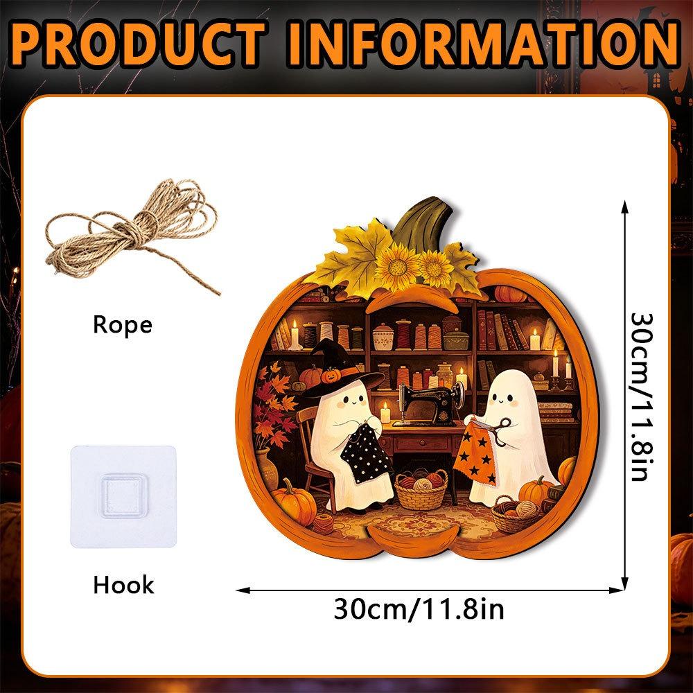Cartoon Ghost Halloween Pumpkin Light-up Signage Lighted Pumpkin LED Lamp Wall Hanging Plaque Multi-functional Scenery Layout