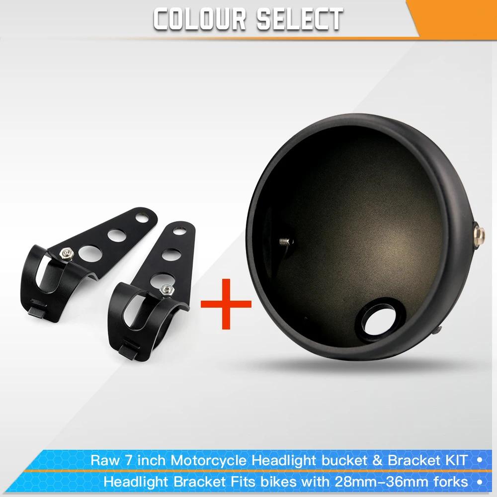 7 inch Motorcycle Headlight Housing Bucket Black Modified Headlight Base LED Headlamp Parts Shell Round Housing Mount Cover
