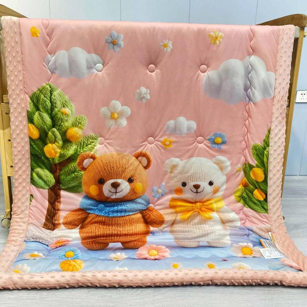 Plapumă Tricotată din Bumbac de Desene Animate pentru Copii - Moale, Lavabilă la Mașină, Plapumă de Iarnă pentru Grădiniță și Somnurile Bebelușilor.