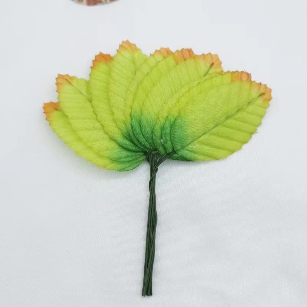 40Pcs Nylon Artificial Silk Rose Leaves Single Leaf Wired Stem Artificial Green Leaves DIY Crafts Floral Decoration Leaf