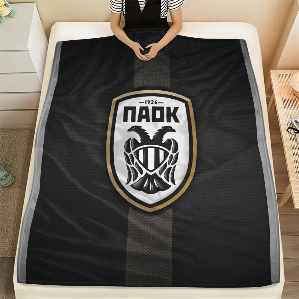 PAOK FC, vzorová flanelová deka, vysoká kvalita, pohodlná pro všechna roční období, domácí dekorace, teplo a pohodlí, ideální jako dárek.
