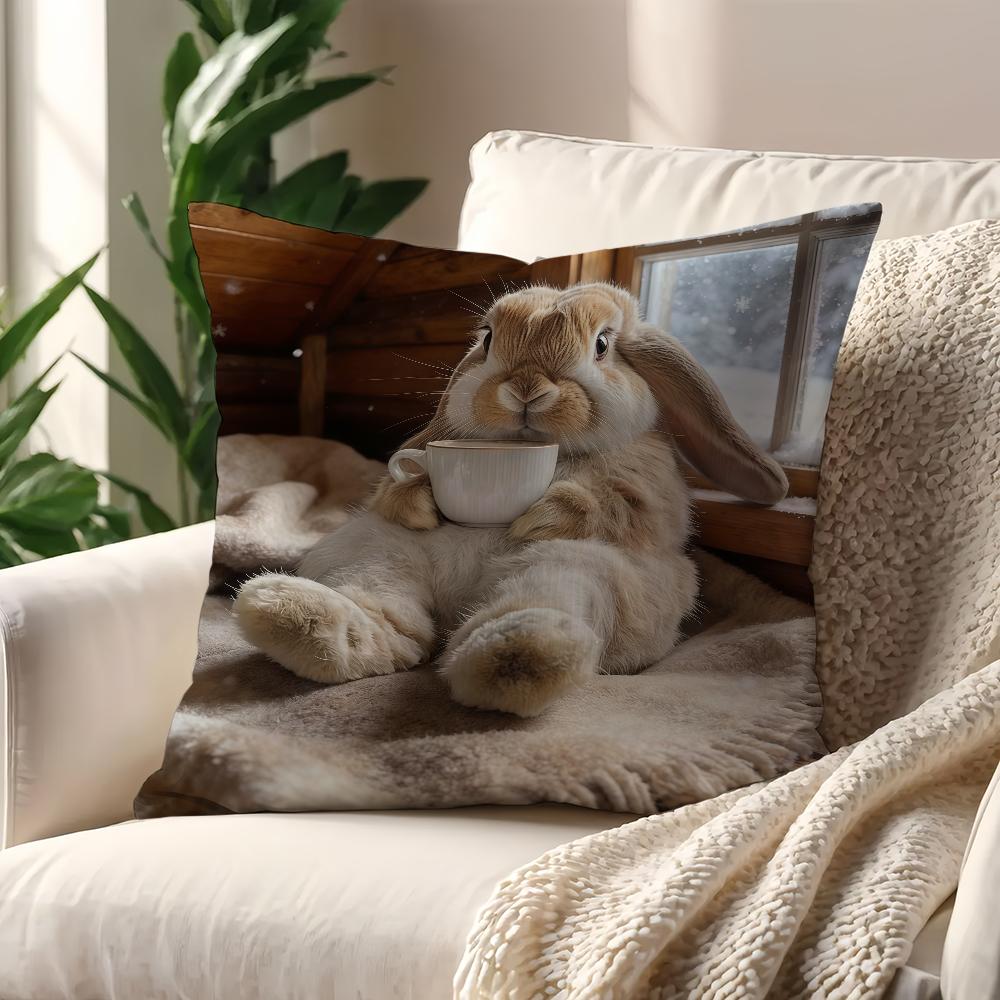 Kaninchen trinkt Kaffee Kissenbezug Bestes Home Office Kaffee Kissen Sofa Druck Dekoration Zimmer Geschäft Auto Nordische Schlichtheit Hit