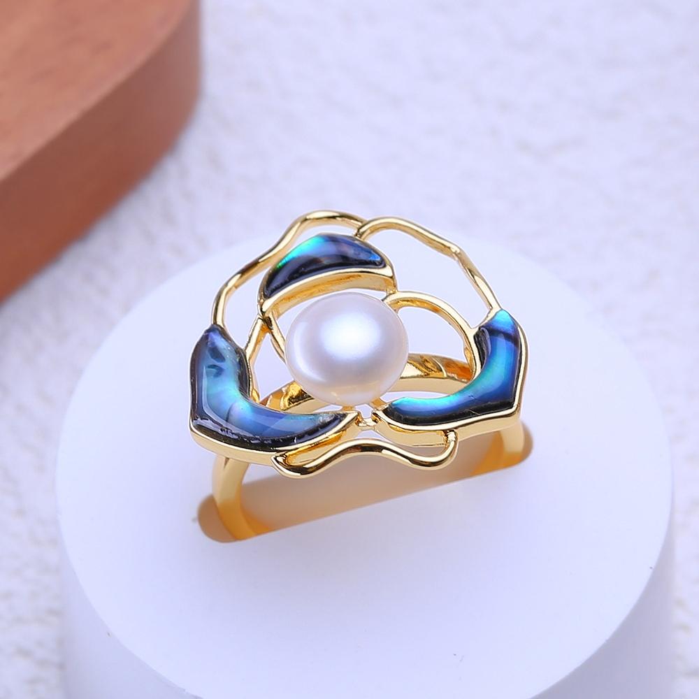 LSOOYH Natur Süßwasser Große Perlenringe für Frauen Luxus Ehering, Geeignete Geschenke für Geburtstage, Muttertag und andere Feiertage