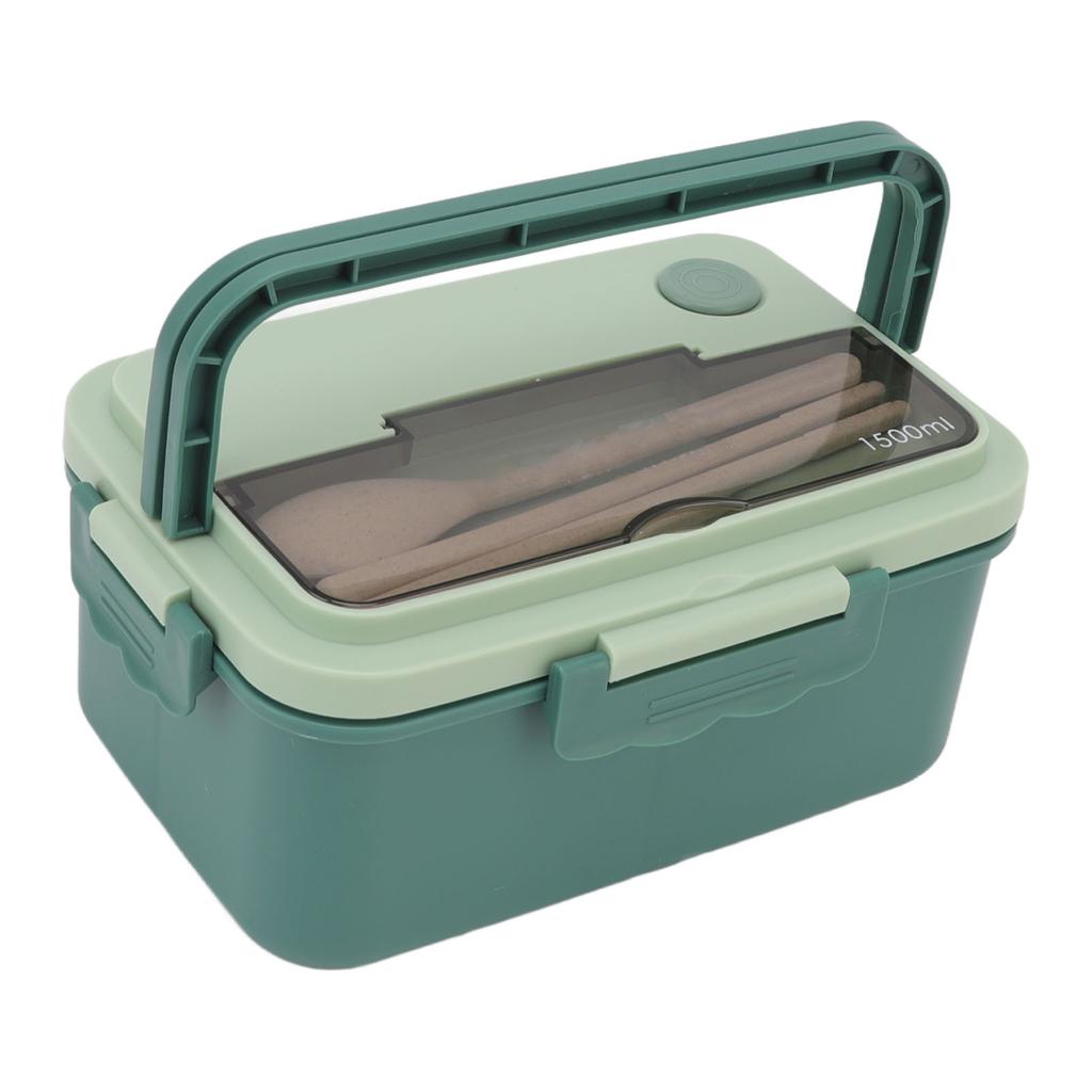 1500ml Lunchbox Hitzebeständige Plastik Bento Box Tragbare Lunchbehälter mit Essstäbchen Löffel für Studenten