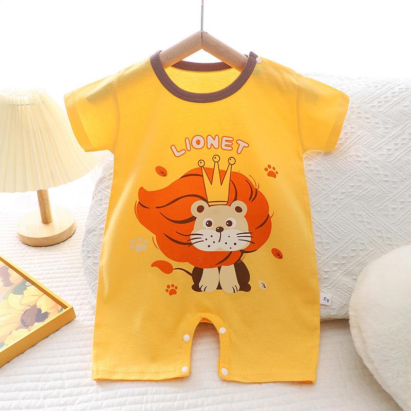 Zomerjongen Baby 0-1 Jaar Meisje Dunne Korte Mouw Cartoon Baby Onesie Romper