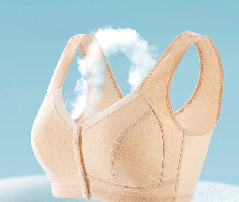 Women's Front Buckle Cotton Vest Bra - Wire-free, Plus Size for Middle-aged & Elderly Moms