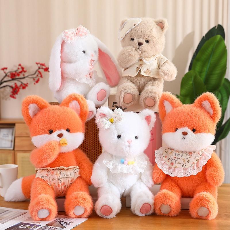 Cute Animal Fox Cat Bear Rabbit Plush Doll Stuffed Toy For Babies High Quality And Adorable