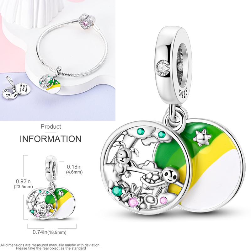 Neuer 925er Silber Kaktus Kleeblatt Anhänger Frühlingsgrüne Serie Perlenanhänger Für Original Perlenarmband DIY Schmuck