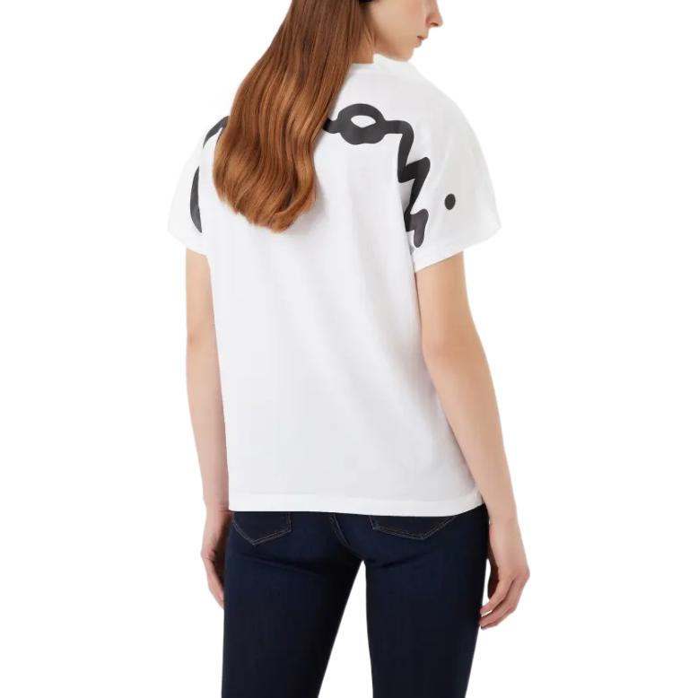 Emporio Armani SS23 Letter Logo Print Cotton Short Sleeve T-Shirt Women tops White 3R2T7V-2JQ4Z-0100