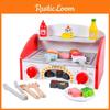 Wooden Simulation Kitchen Stove Kitchenware And Barbecue Grill Model Kid Toy
