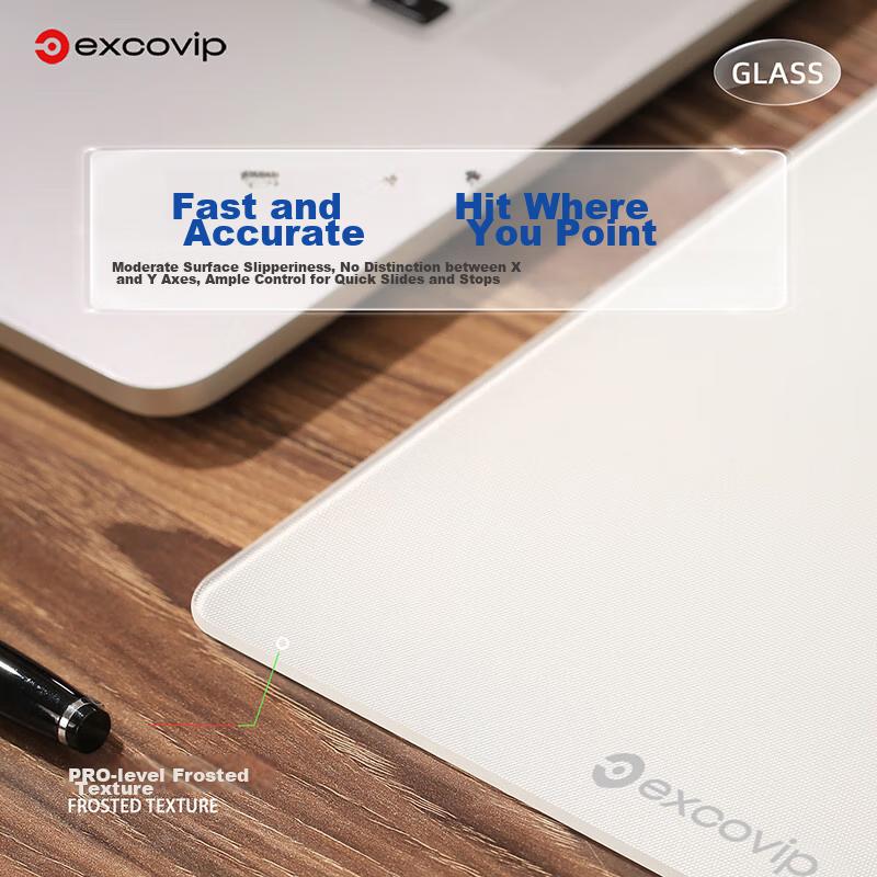 EXCO Glass Mouse Pad, Gaming Solid Color Mouse Pad, Hard Keyboard Desk Mat, Photovoltaic Computer Office Laptop Small Pad 250*200mm White 0178