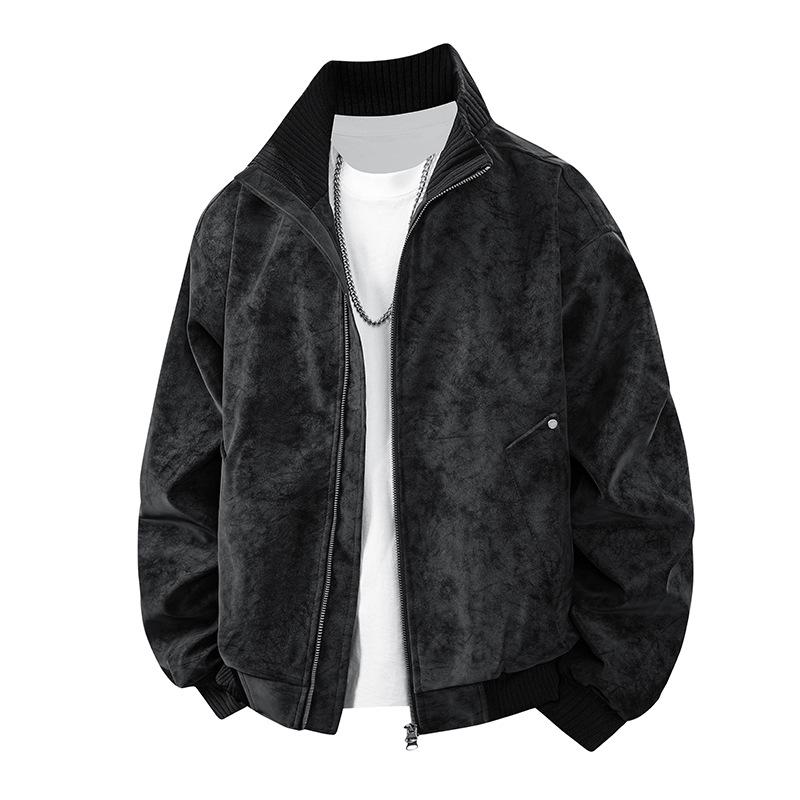 

American Retro Stand Collar Men s Leather Jacket - Autumn/Winter Luxury Loose Fit 2XL