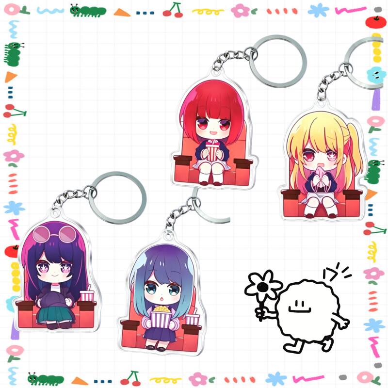 Portachiavi Acrilico Anime per Oshi No Ko Akane Kurokawa Kana Arima Ruby Hoshino Personaggi Versione Q Portachiavi Acrilico Ciondolo