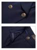 Navy Blue Shawl Collar Women's Slim Fit Business Suit Trousers for Spring and Autumn