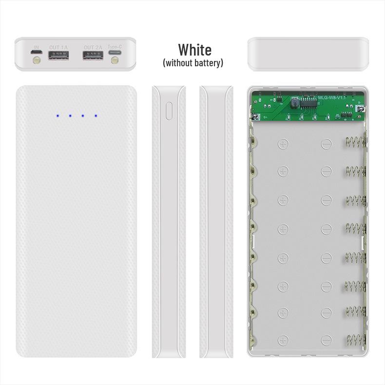 Type-C 8-Slot 18650 Battery Charger & DIY Power Bank Shell Kit