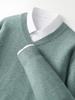 Men's Loose V-Neck 100% Wool Sweater: Thick Solid Color Knitwear for Casual & Business.