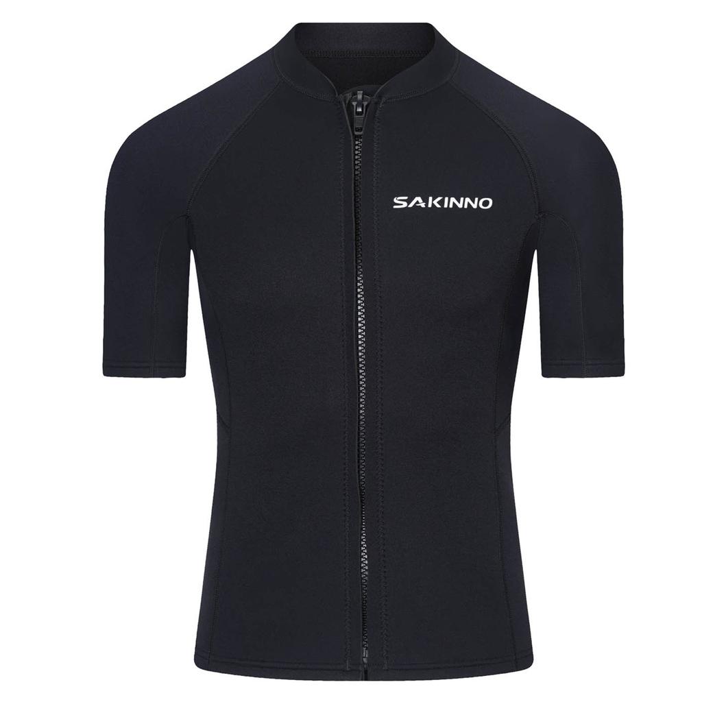Mens Wetsuit Top Short Sleeve 2mm Neoprene Zip Up Jacket Swimming Snorkeling Diving Surfing Gear