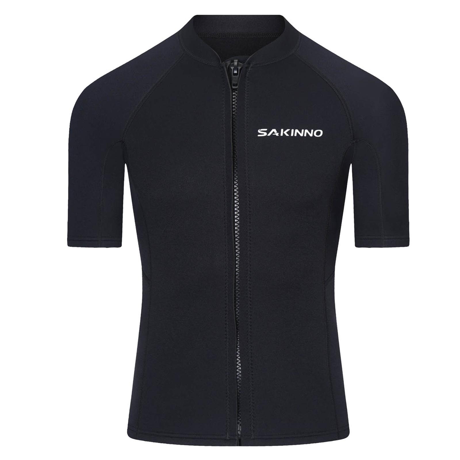 

Mens Wetsuit Top Short Sleeve 2mm Neoprene Zip Up Jacket Swimming Snorkeling Diving Surfing Gear 4XL чорний