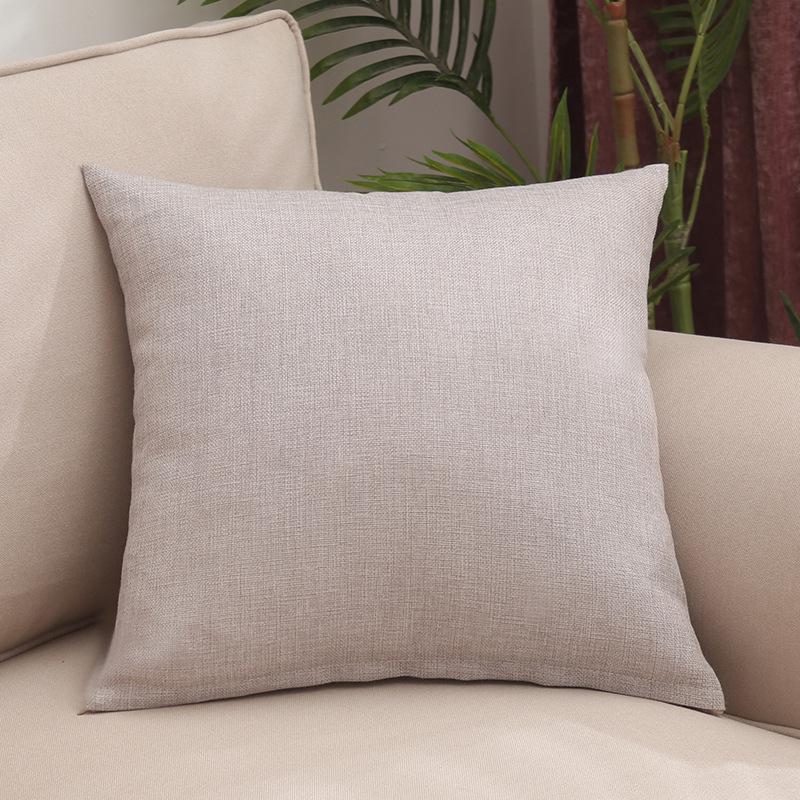 Solid Color Linen Throw Pillow Cover with Customizable Logo.