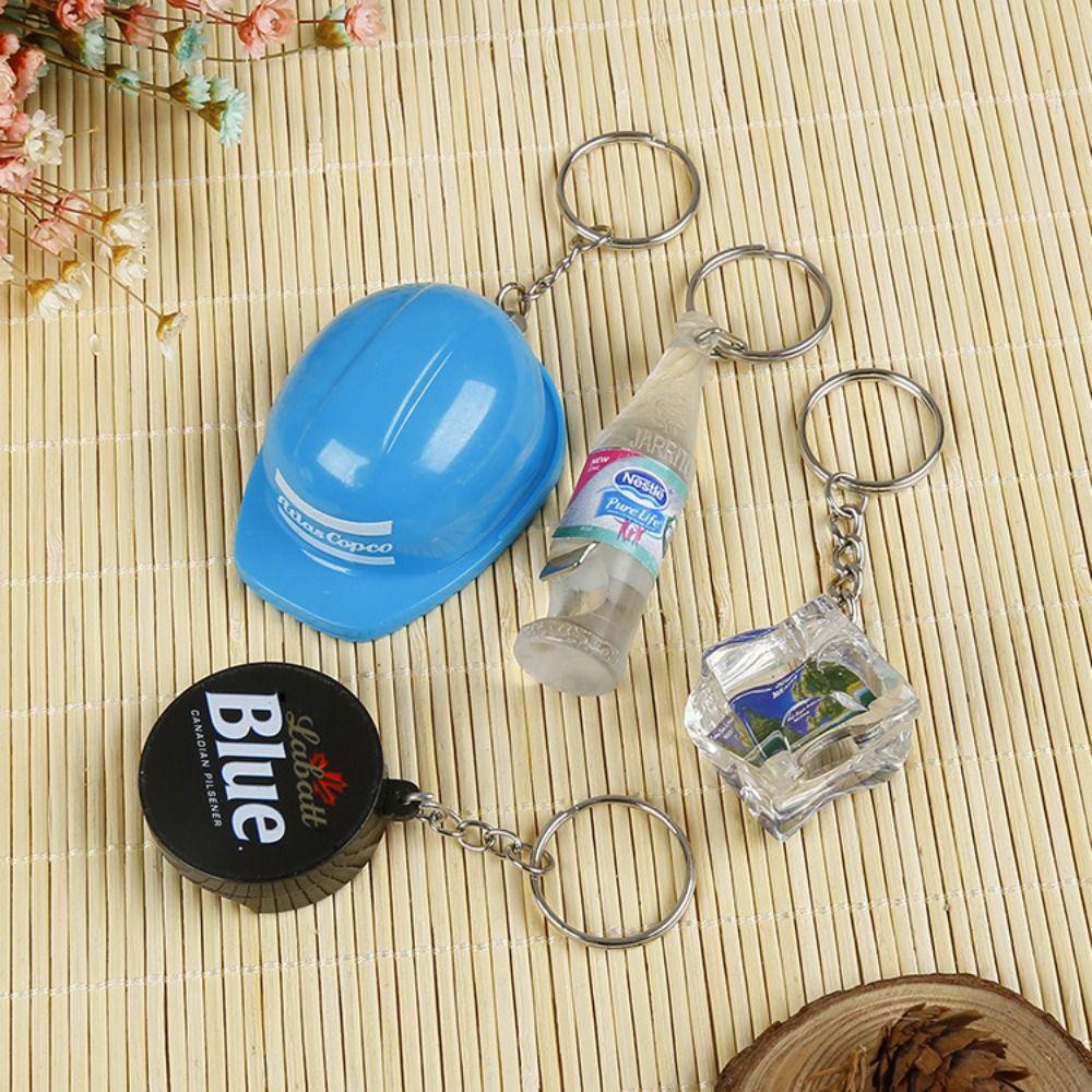 Transparent Ice Cube Acrylic Pendant 3D Geometric Ice Keychain  Zinc Zinc Alloy Charms Gifts