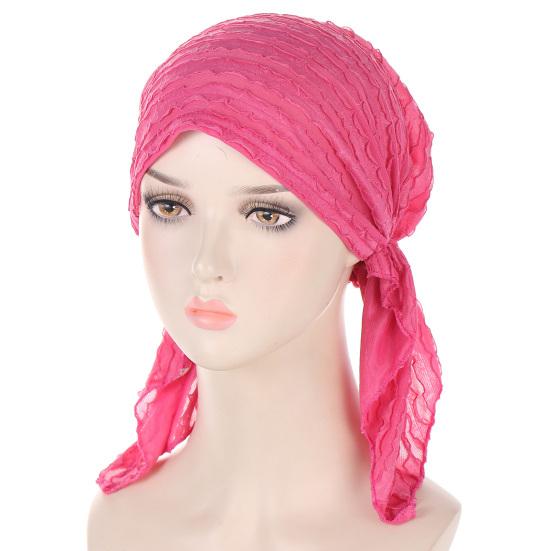 Solid Color Ruffle Slouchy Hat Soft Women Elastic Hair Bonnet Night Sleeping Cap Braids Long Curly Hair Wrap Skull Cap